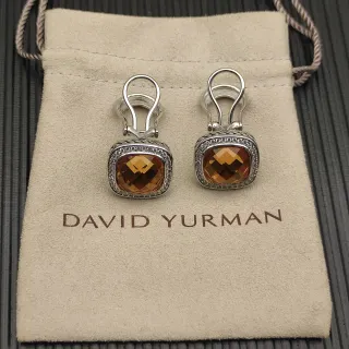 David Yurman Cushion-Cut Citrine Pavé Halo Earrings