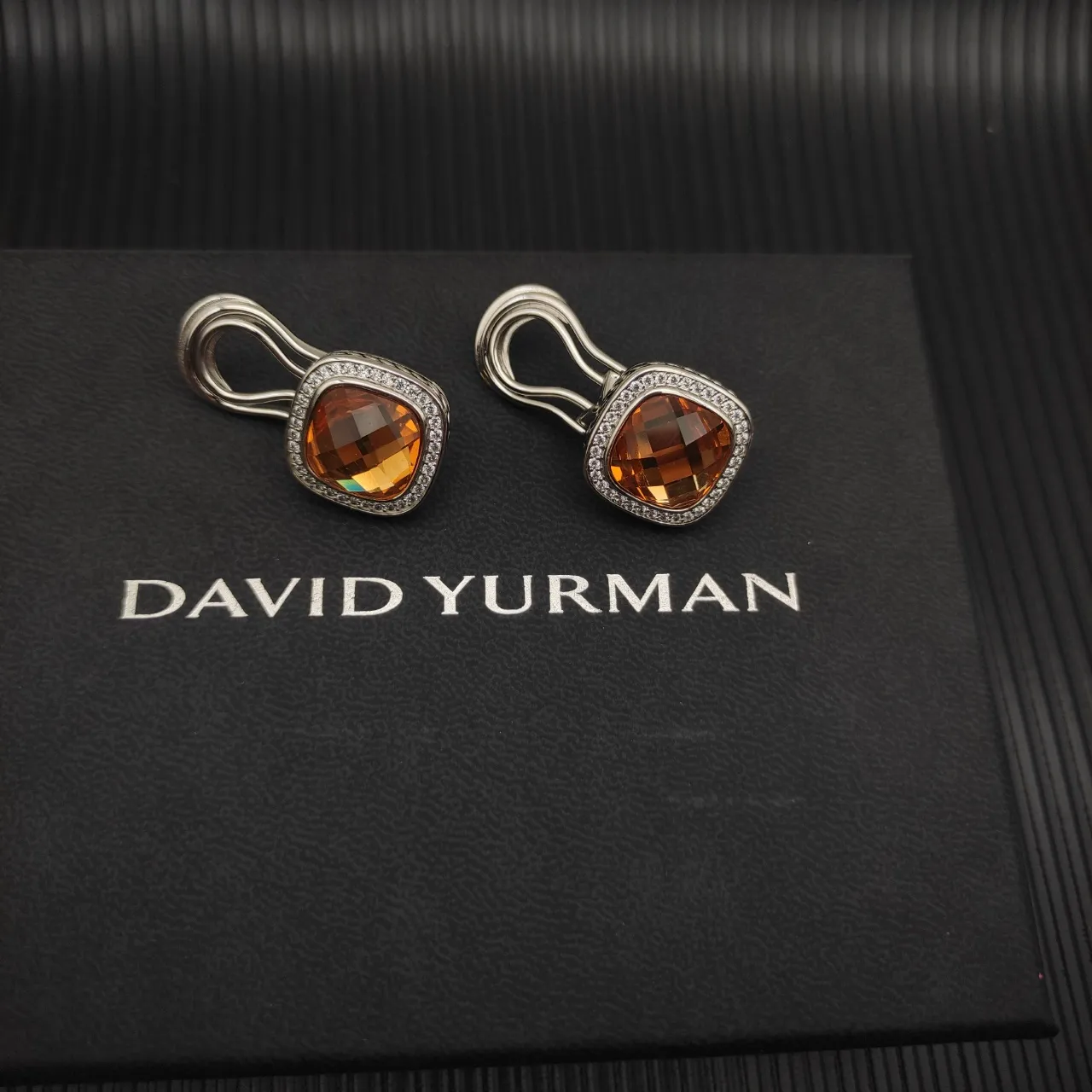 David Yurman Cushion-Cut Citrine Pavé Halo Earrings 8