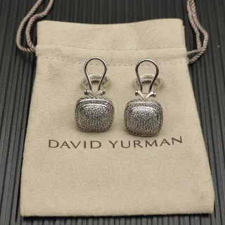 David Yurman Cushion Pavé Twisted Cable Clip-On Earrings