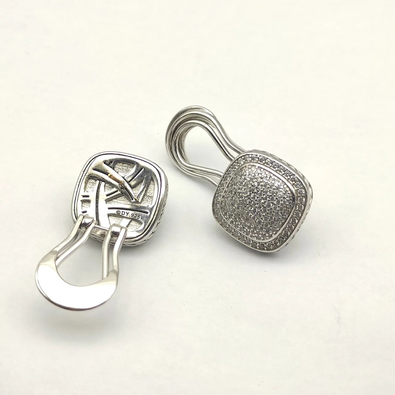 David Yurman Cushion Pavé Twisted Cable Clip-On Earrings 10