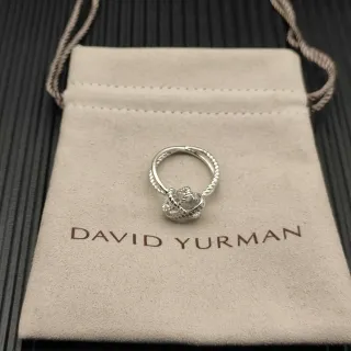 David Yurman Silver Beige Twisted Cable Band Knot Motif Ring