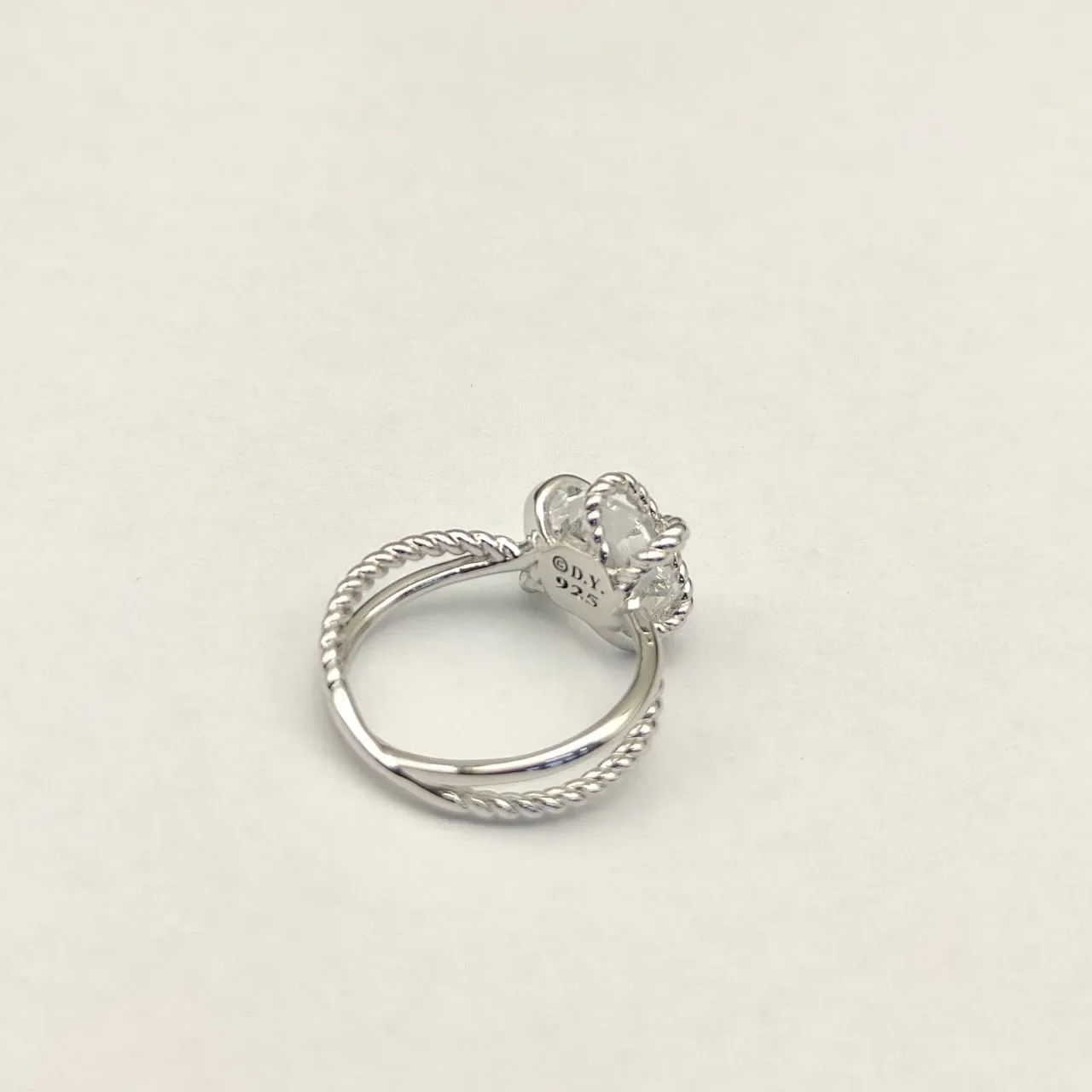 David Yurman Silver Beige Twisted Cable Band Knot Motif Ring 5