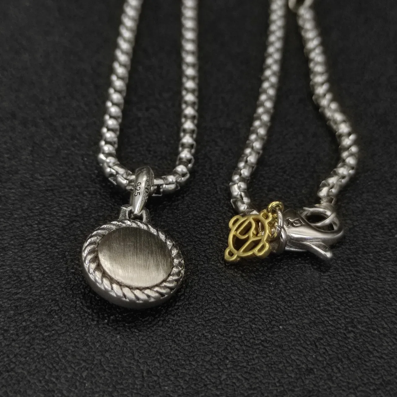 David Yurman Silver Blue Box Chain Evil Eye Pendant Necklace 2
