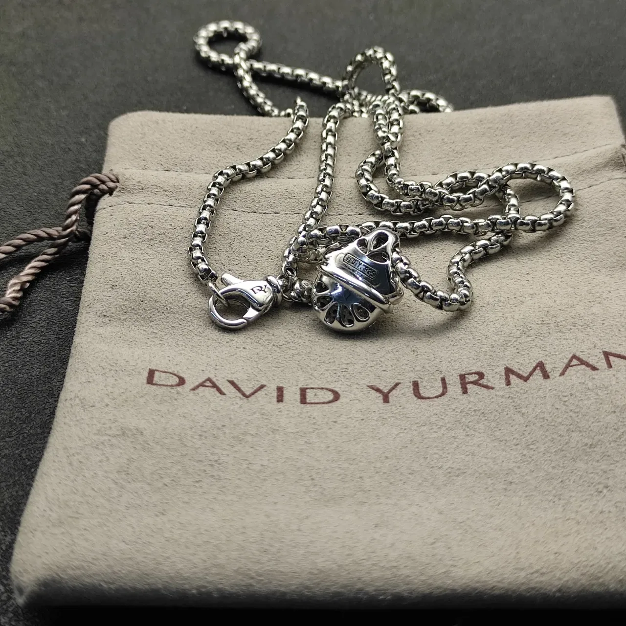 David Yurman Silver Gold Dual-Tone Metal Pavé-Set Charms Necklace 4