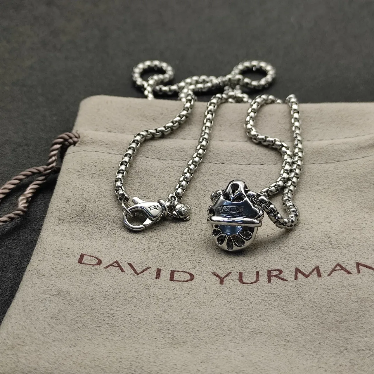 David Yurman Silver Gold Dual-Tone Metal Pavé-Set Charms Necklace 5