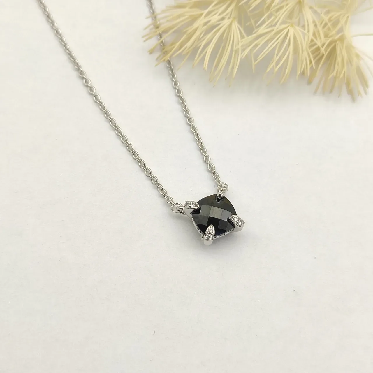 David Yurman Square Black Stone Pendant Necklace 5