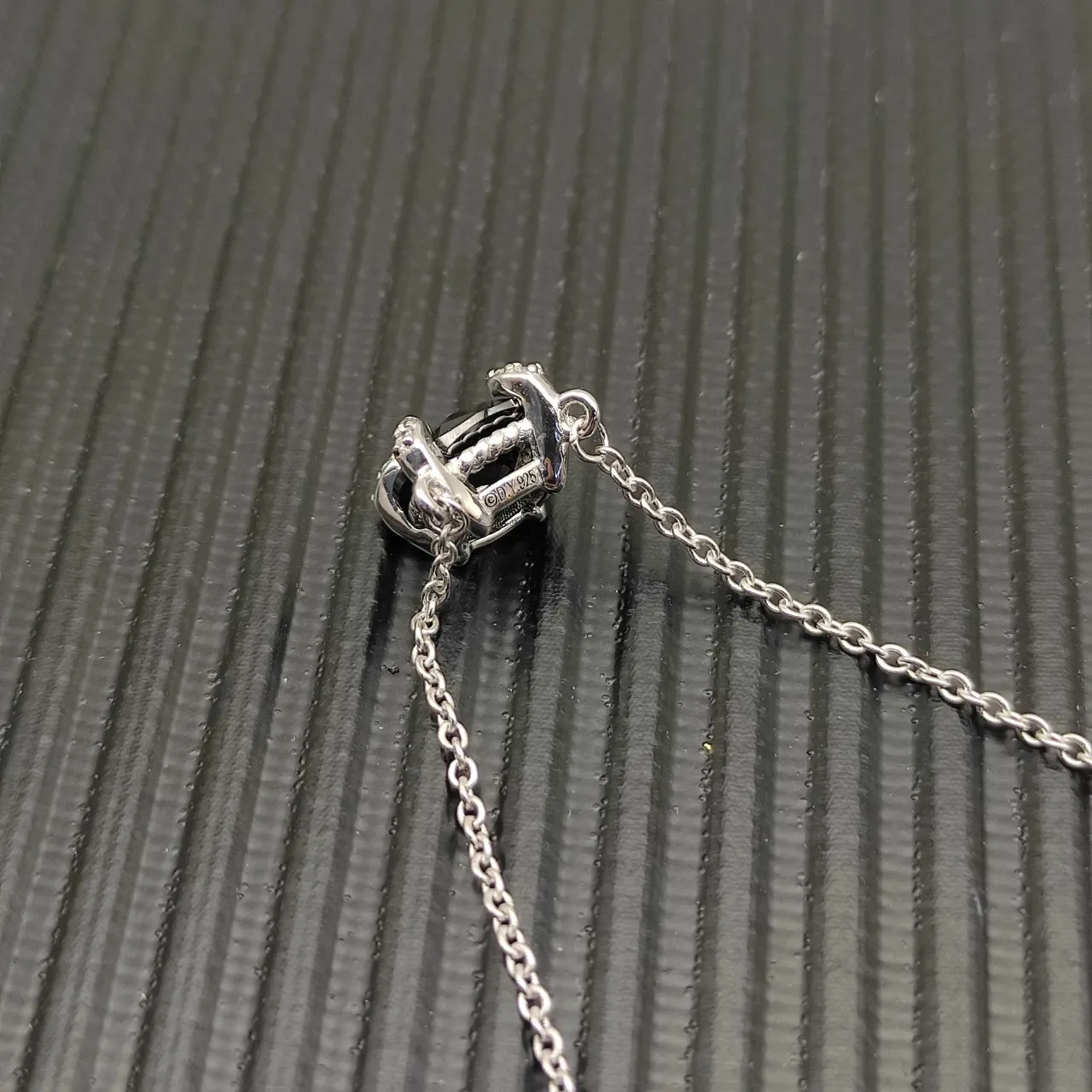 David Yurman Square Black Stone Pendant Necklace 6