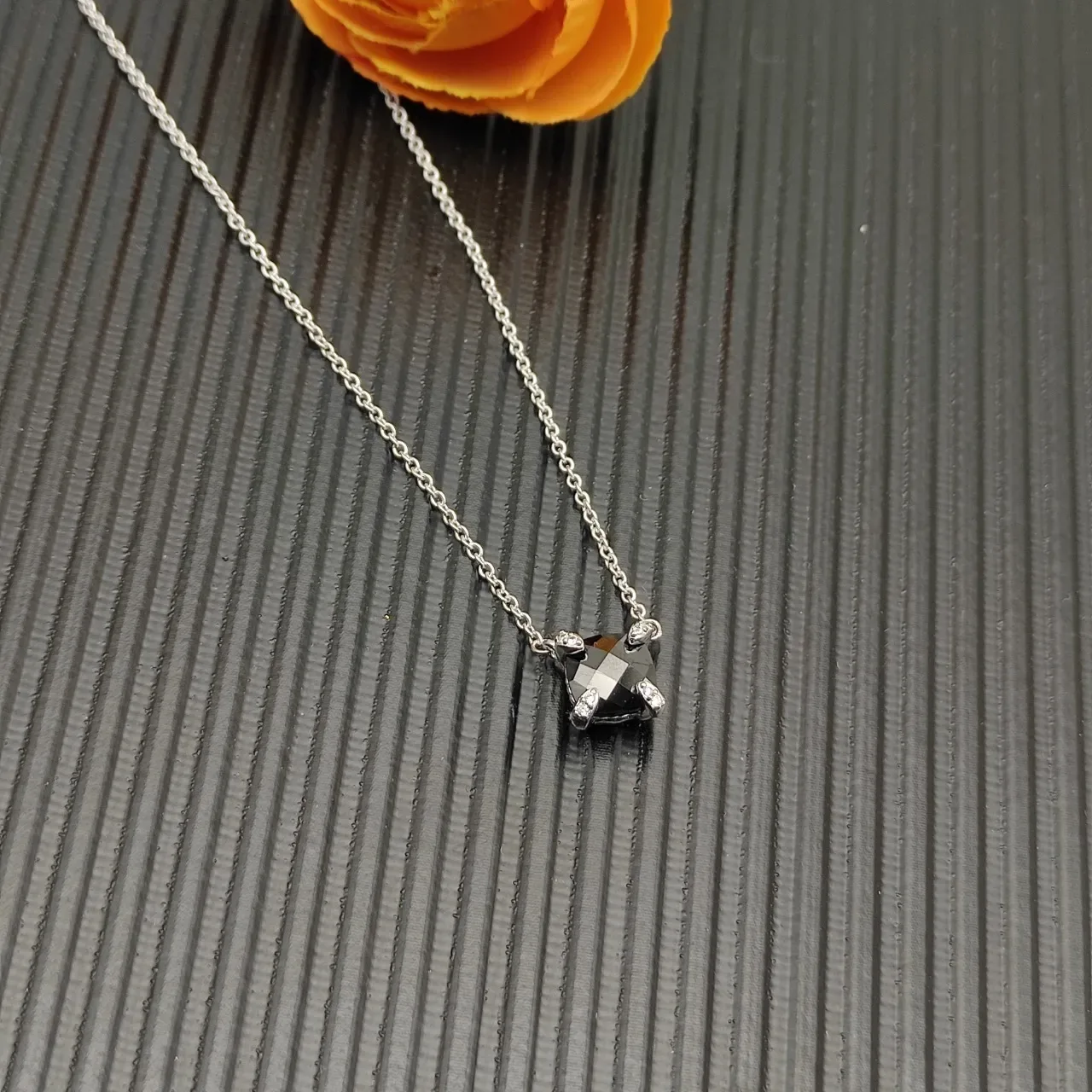 David Yurman Square Black Stone Pendant Necklace 8