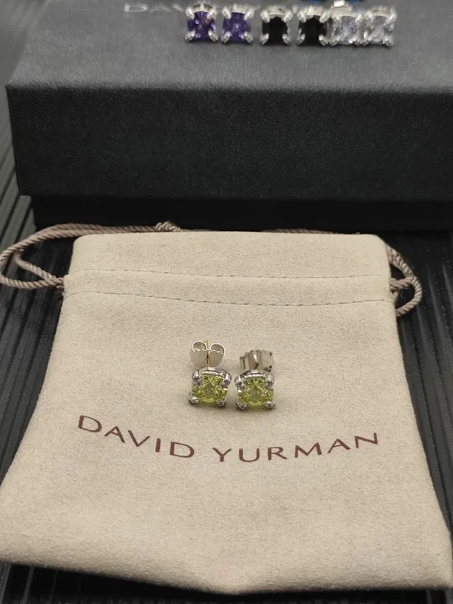 David Yurman Square-Cut Peridot Stud Earrings 5