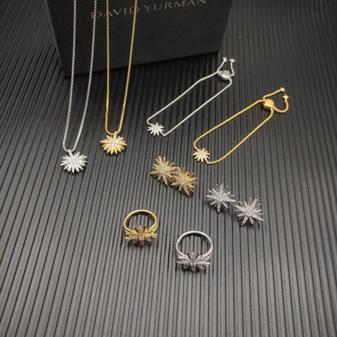 David Yurman Starburst Motif Pavé خاتم ذهب أصفر 3