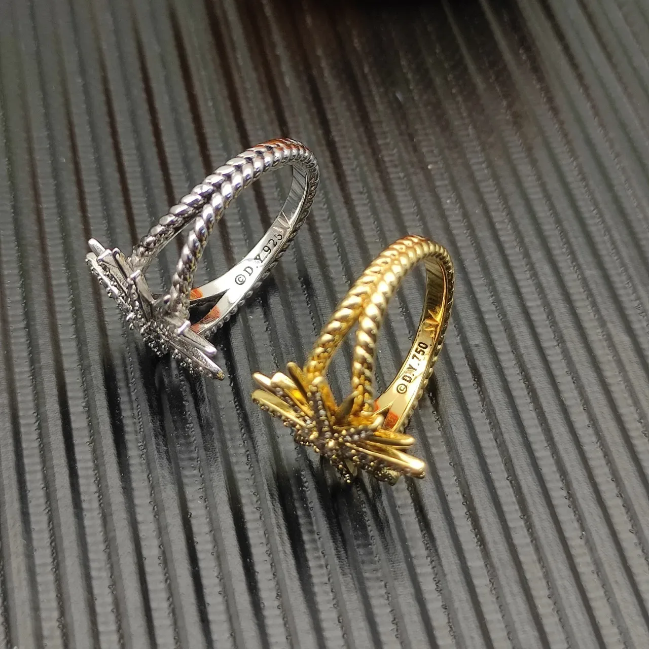 David Yurman Starburst Motif Pavé خاتم ذهب أصفر 5