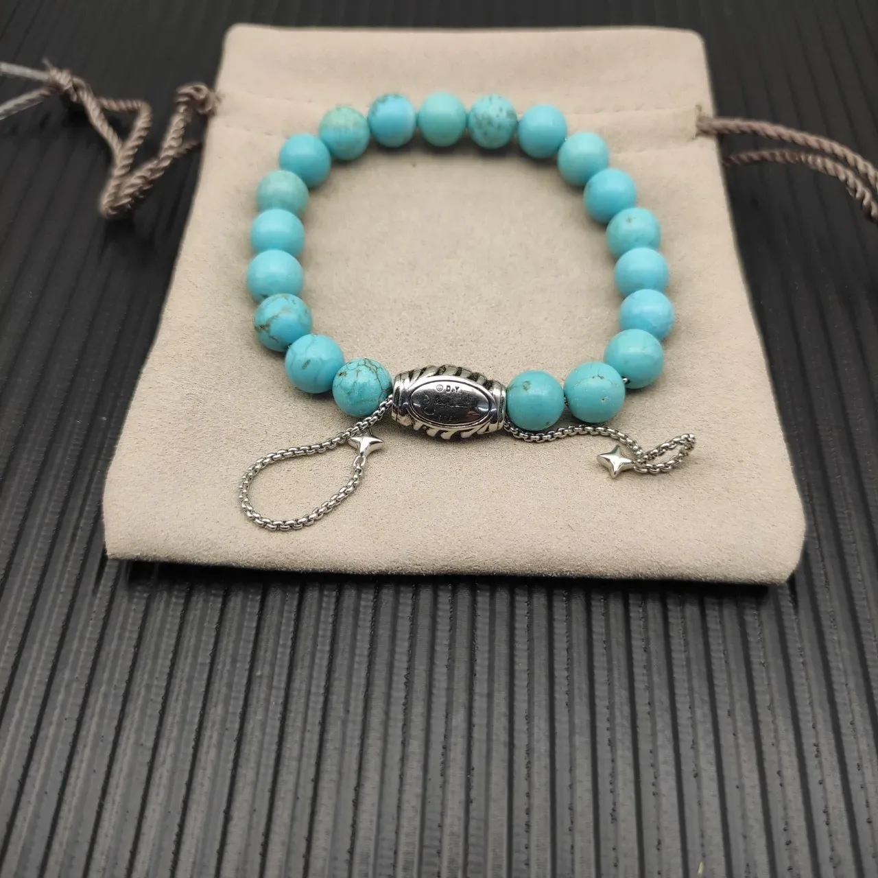David Yurman Turquoise Bead Barrel Clasp Bracelet 2
