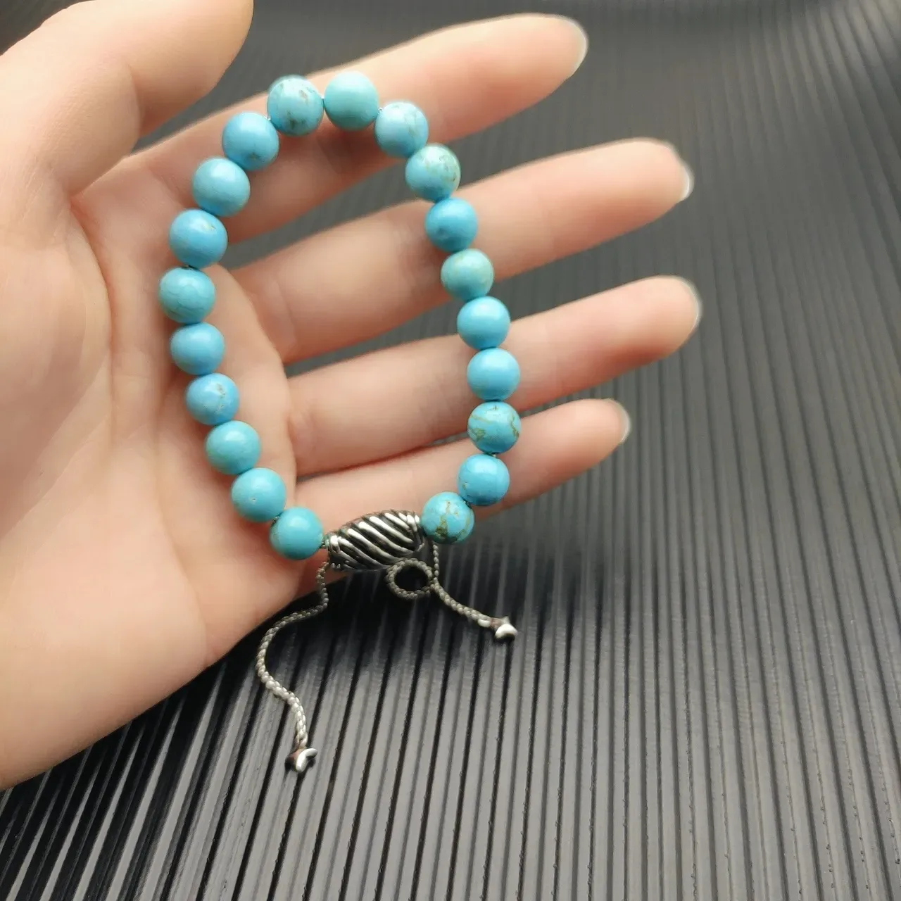 David Yurman Turquoise Bead Barrel Clasp Bracelet 3