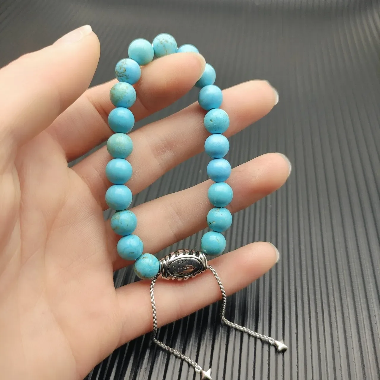 David Yurman Turquoise Bead Barrel Clasp Bracelet 4