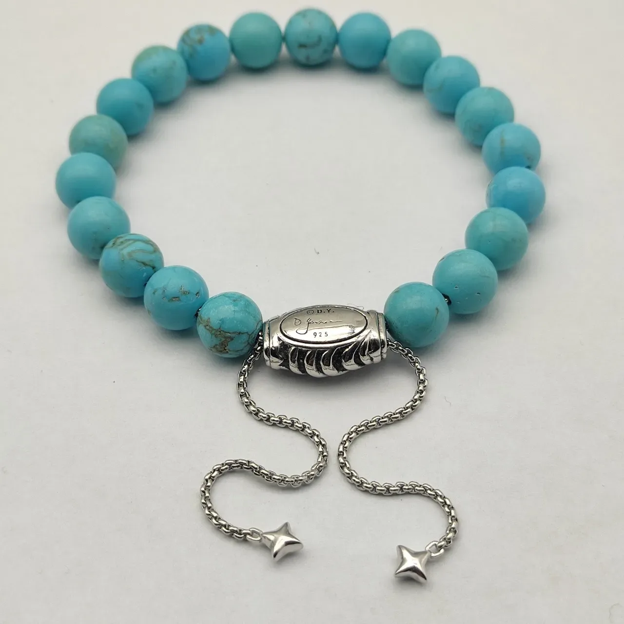 David Yurman Turquoise Bead Barrel Clasp Bracelet 6
