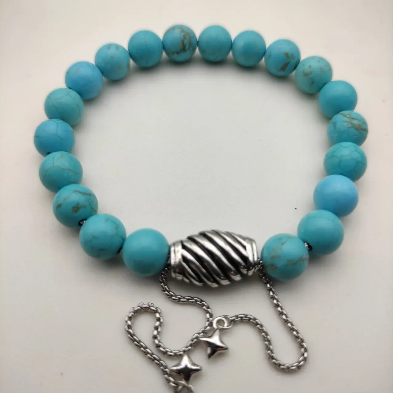 David Yurman Turquoise Bead Barrel Clasp Bracelet 7