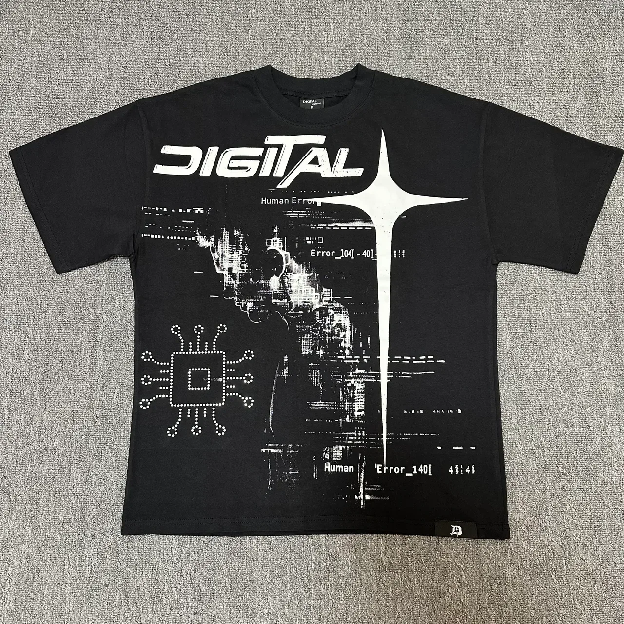 Digital Glitch Graphic Print Oversized T-Shirt 10
