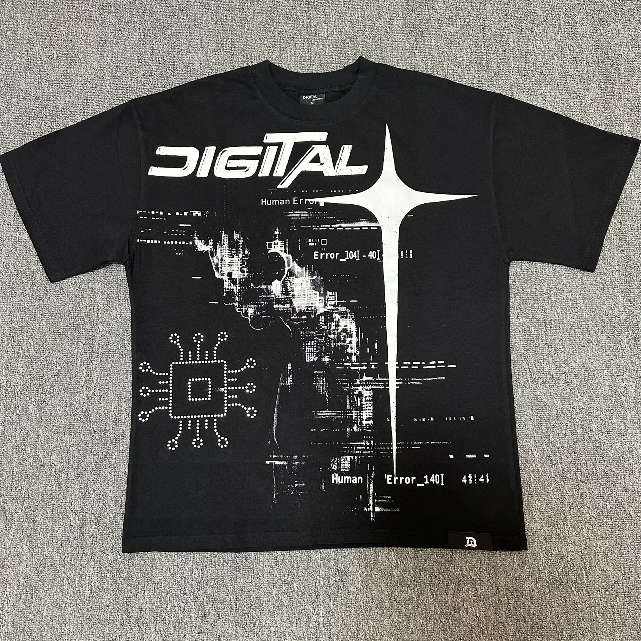 Digital Glitch Graphic Print Oversized T-Shirt 11