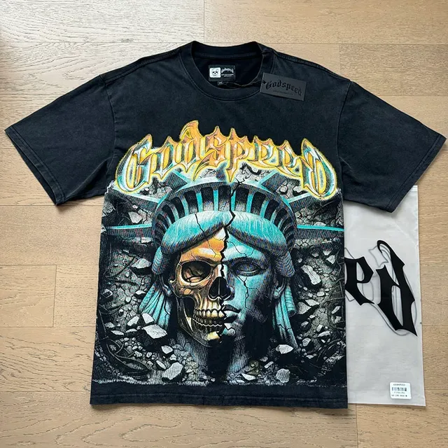 Distressed Black Graphic-Print Oversized Double-Sided T-Shirt 6