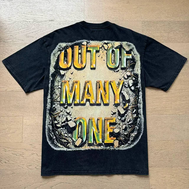 Distressed Black Graphic-Print Oversized Double-Sided T-Shirt 7