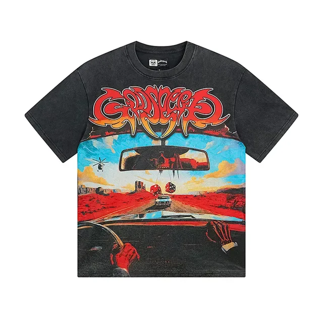 Distressed Black Graphic Print Oversized T-Shirt 2