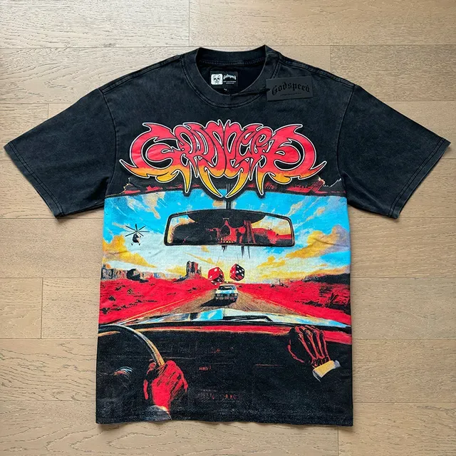 Distressed Black Graphic Print Oversized T-Shirt 5