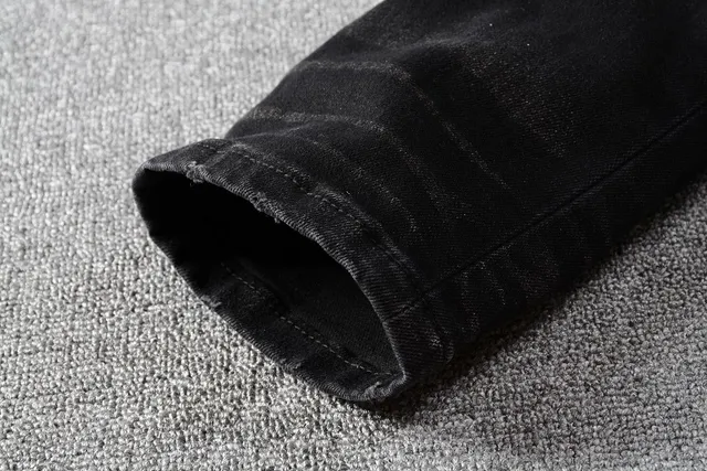 Distressed Patched Slim-Fit Black Jeans 2
