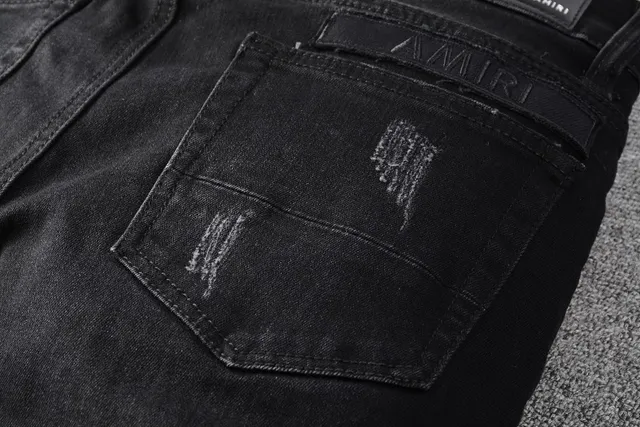 Distressed Patched Slim-Fit Black Jeans 3