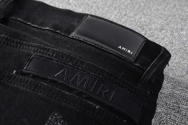 Distressed Patched Slim-Fit Black Jeans 4