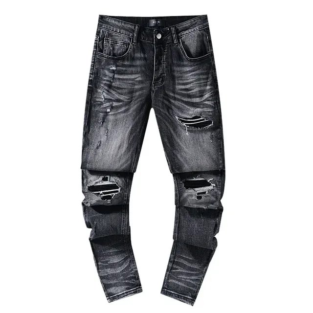 Distressed Ripped Faded Black Slim-Fit Jeans 2