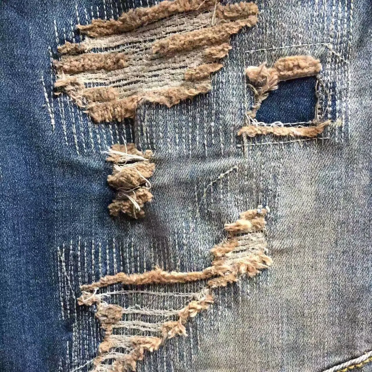 Distressed Zip-Pocket Moto Panel Jeans 5