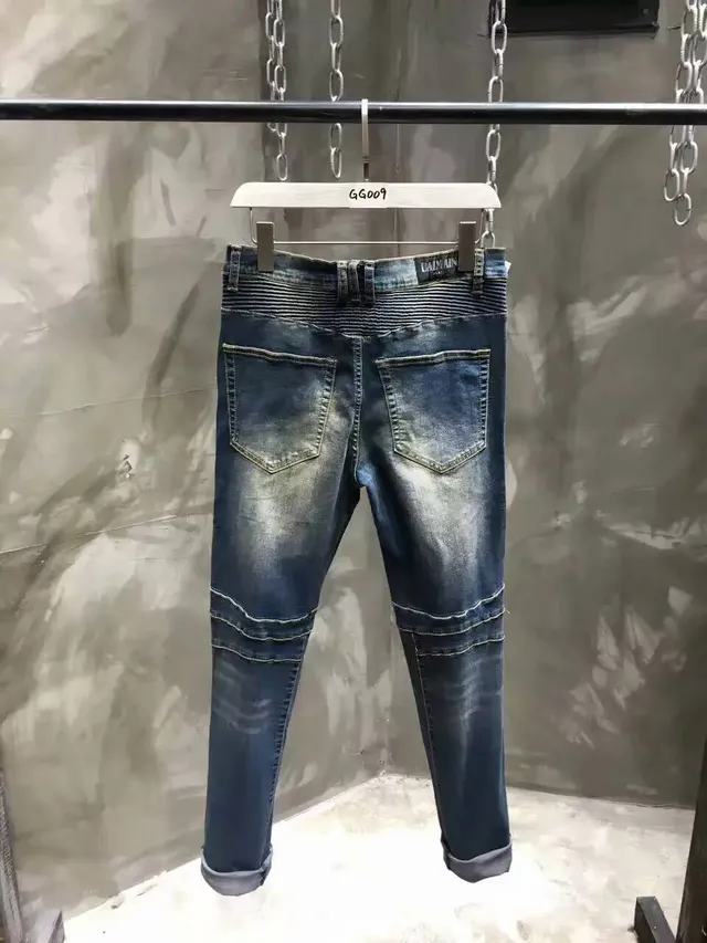 Distressed Zip-Pocket Moto Panel Jeans 8