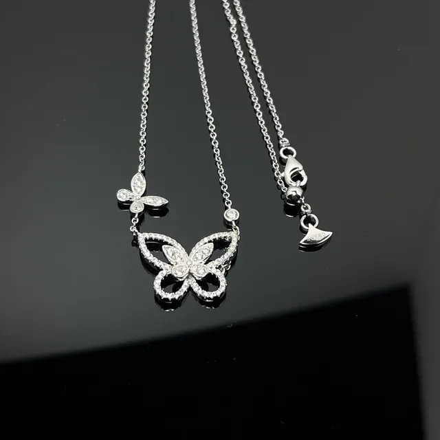 Double Butterfly Pavé Pendant Necklace 4