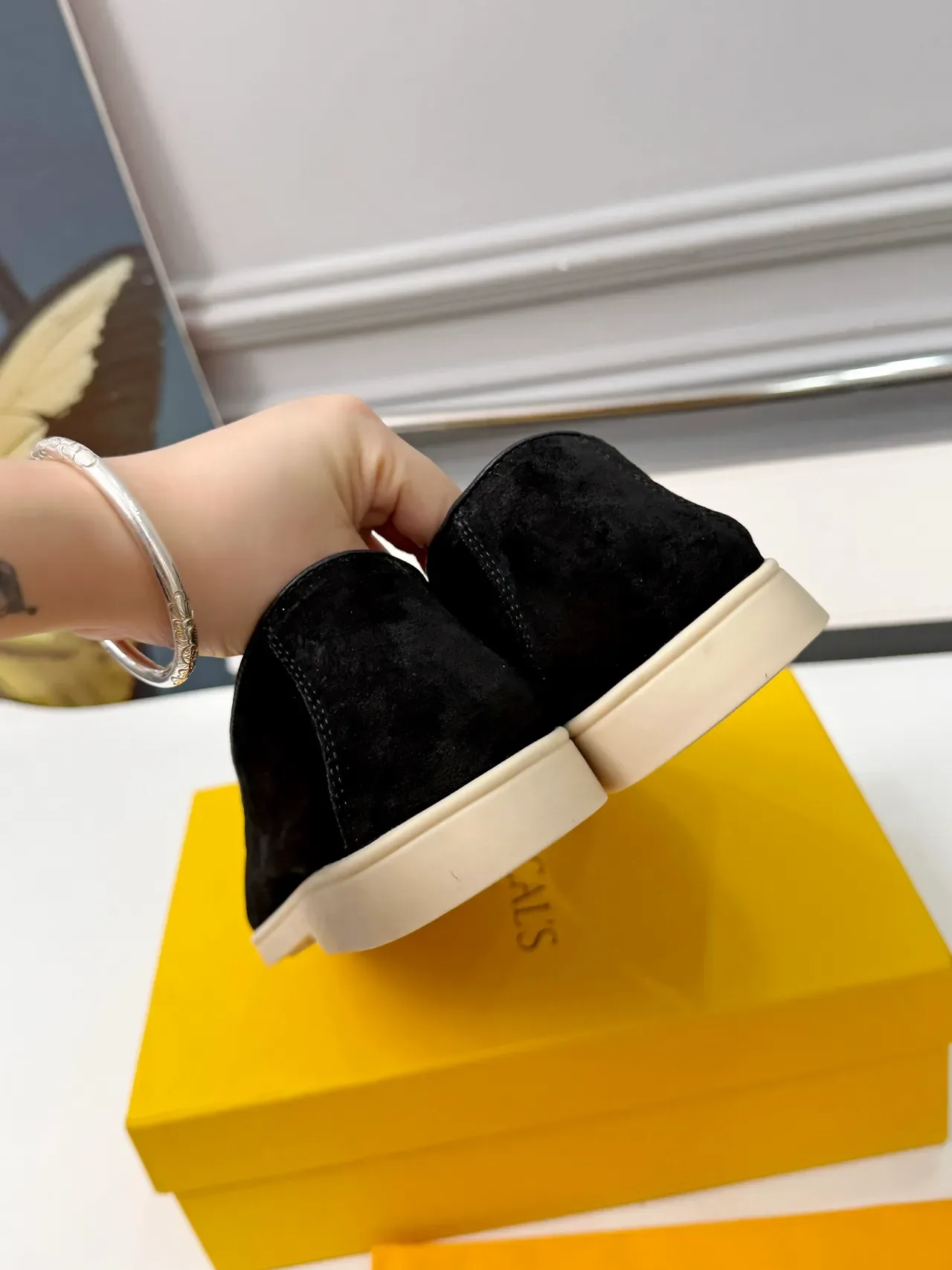 DOUCAL'S Black Beige Suede Upper Contrast Sole Loafer 3