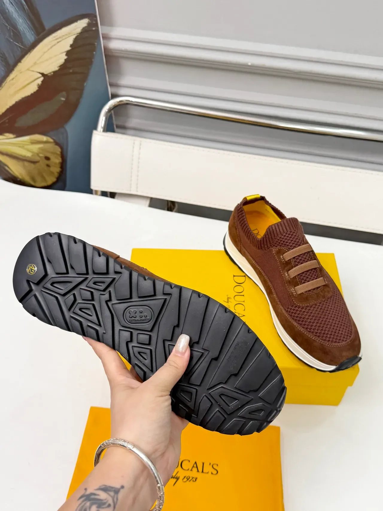 Doucal's Brown Suede-Mesh Slip-On Lifestyle Sneakers 2