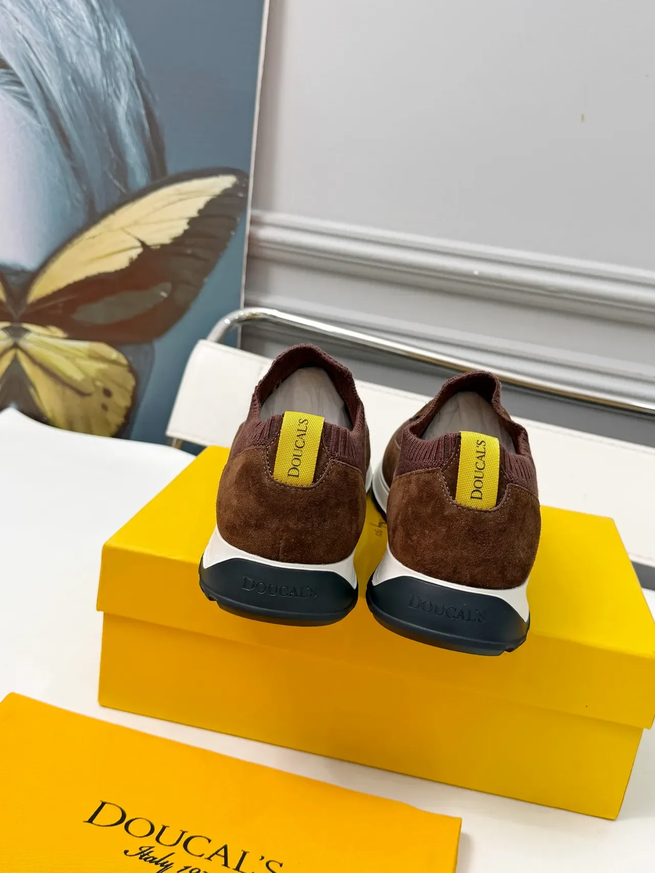 Doucal's Brown Suede-Mesh Slip-On Lifestyle Sneakers 3