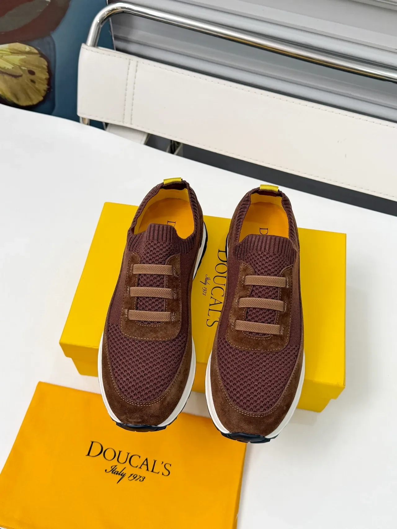 Doucal's Brown Suede-Mesh Slip-On Lifestyle Sneakers 5