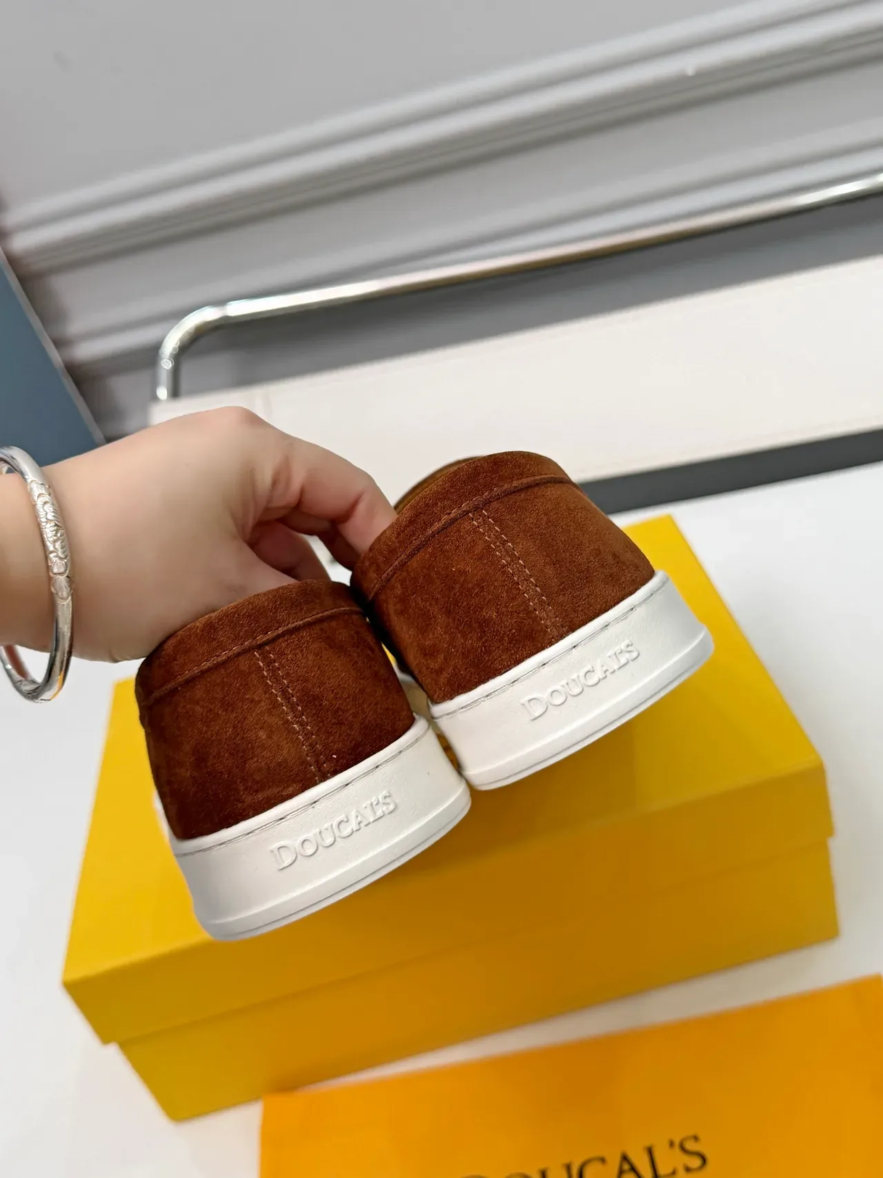 DOUCAL'S Brown White Suede Upper Penny Strap Loafer 3