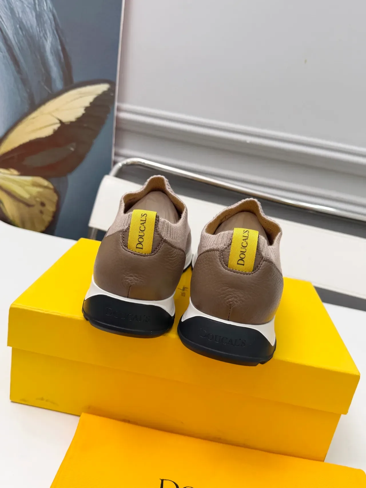 DOUCAL'S Knit and Leather Slip-On Sneaker 3