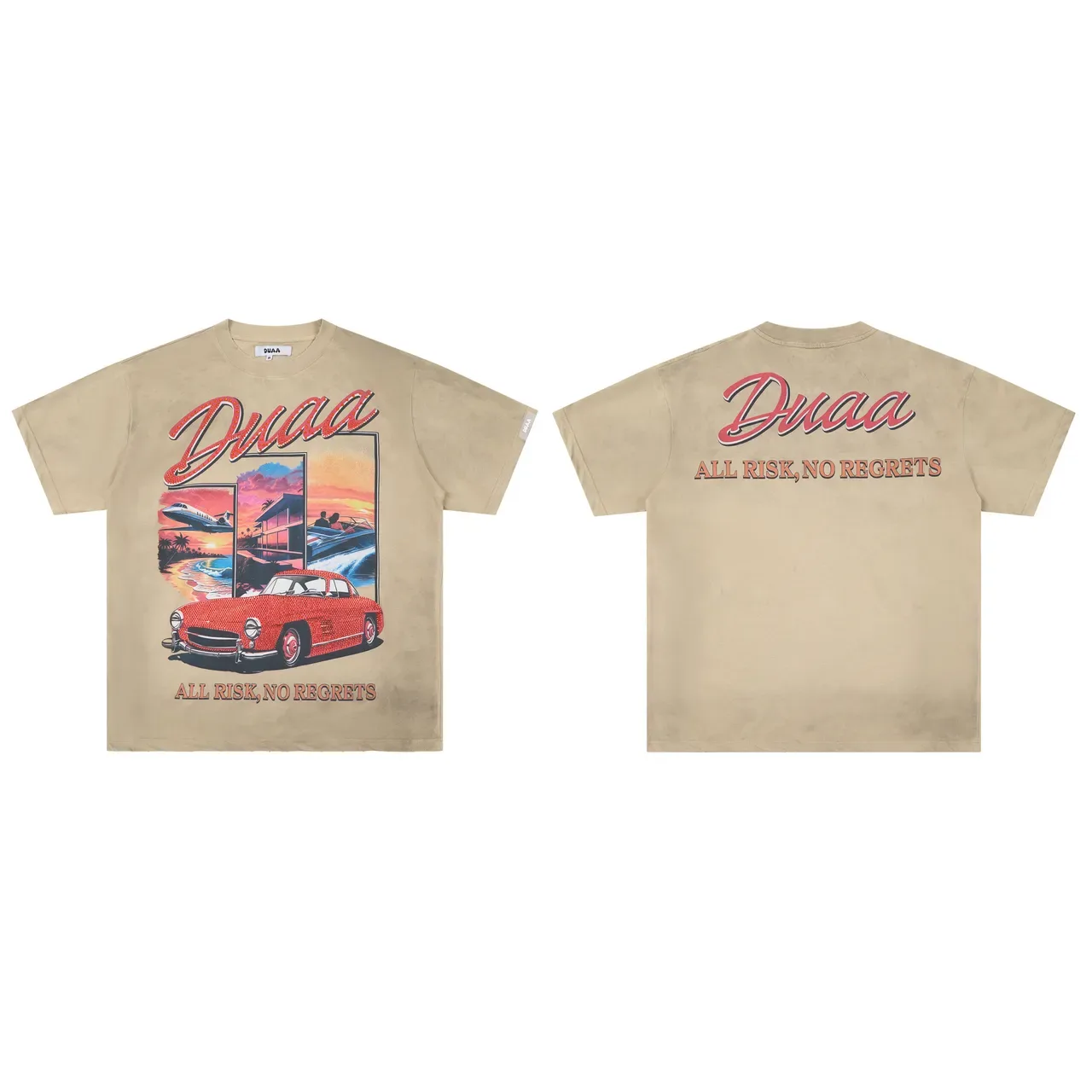 DUAA Graphic-Print Beige Oversized T-Shirt 2