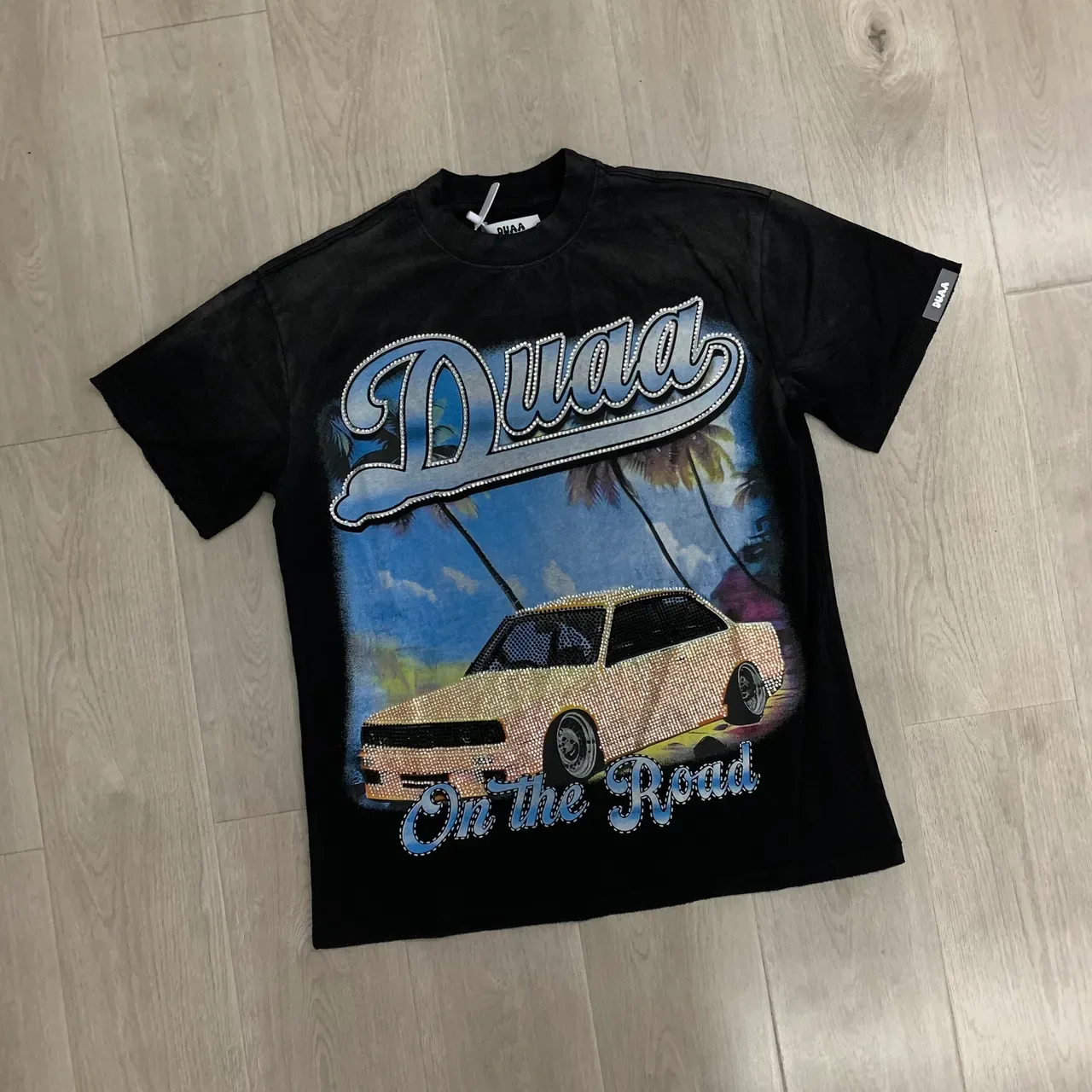 Duaa On the Road Graphic Print Black T-Shirt 5
