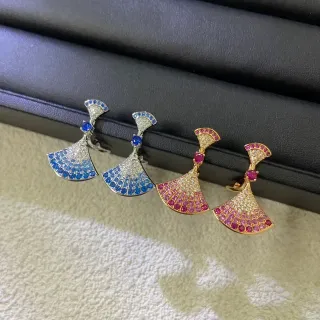 Fan-Shaped Pavé Gradient Gemstone Clip-On Earrings