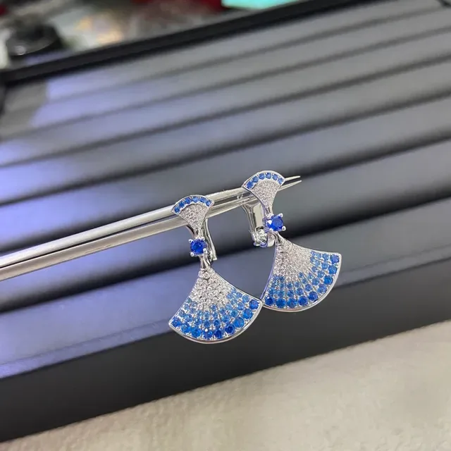 Fan-Shaped Pavé Gradient Gemstone Clip-On Earrings 4