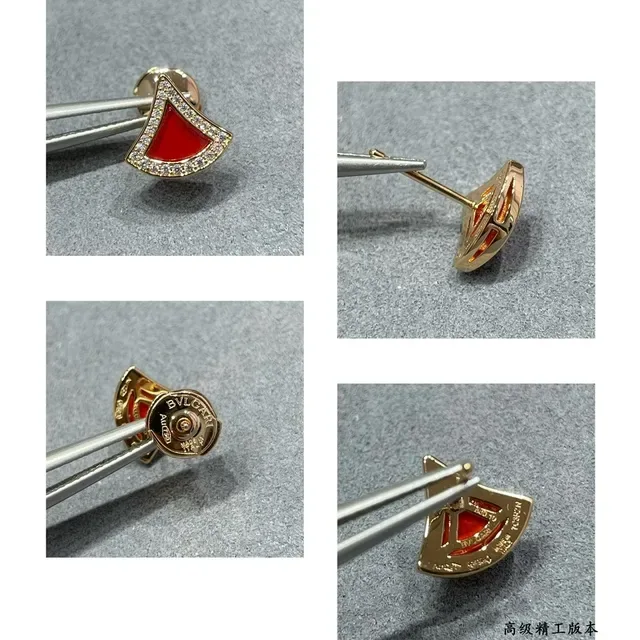 Fan-Shaped Pavé-Set Colored Stone Stud Earrings 4