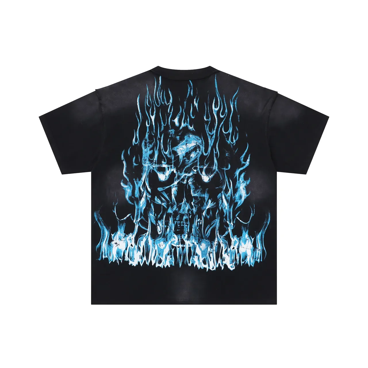 FIRST ROW Graphic Flame Motif Black T-Shirt 3