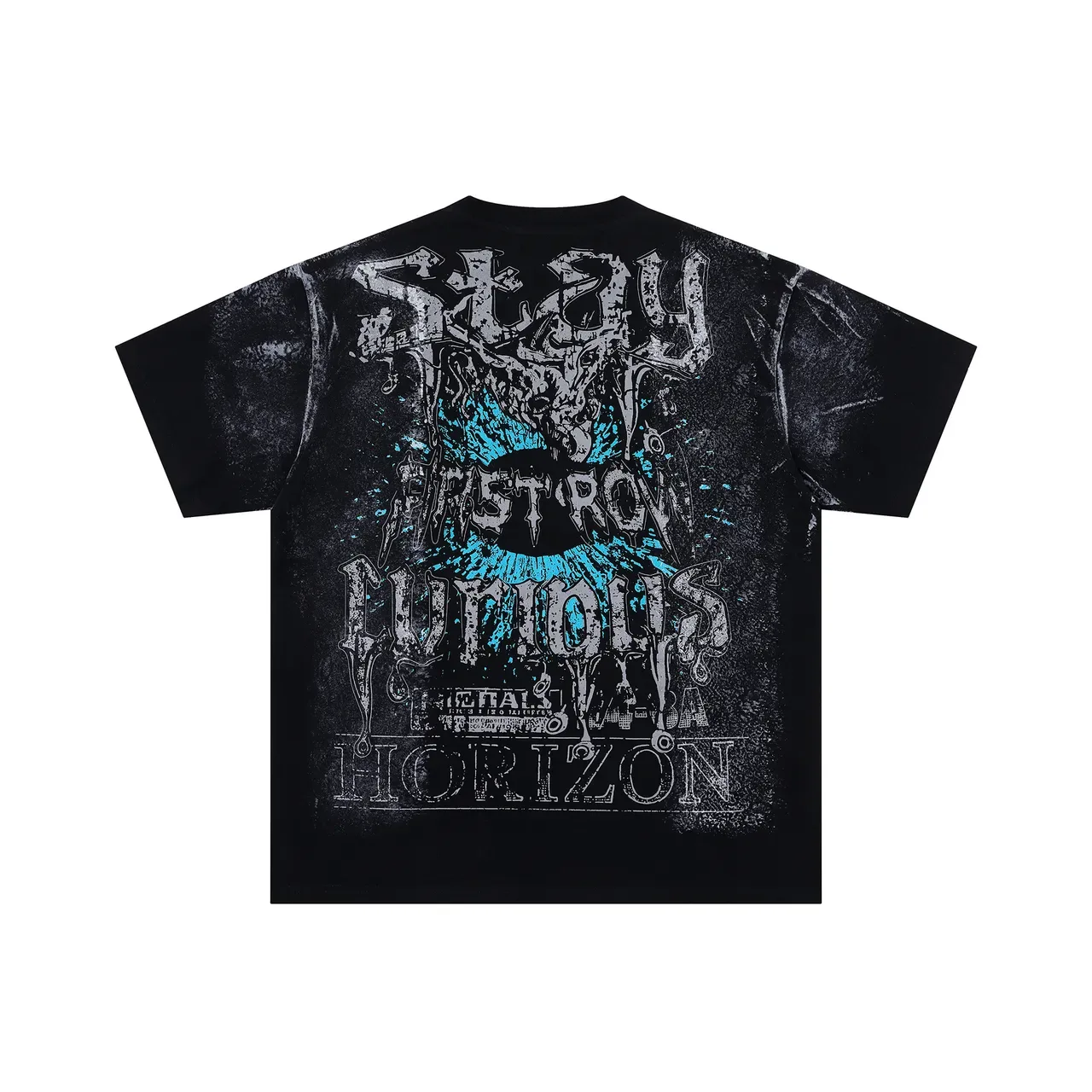 FIRST ROW Graphic-Print Distressed Black T-Shirt 2