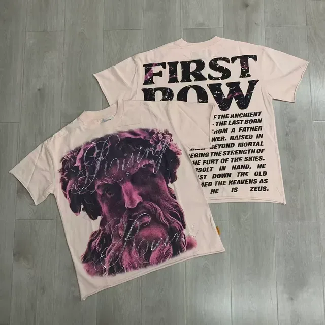 FIRST ROW Pink Purple Graphic-Print Oversized Fit T-Shirt 4