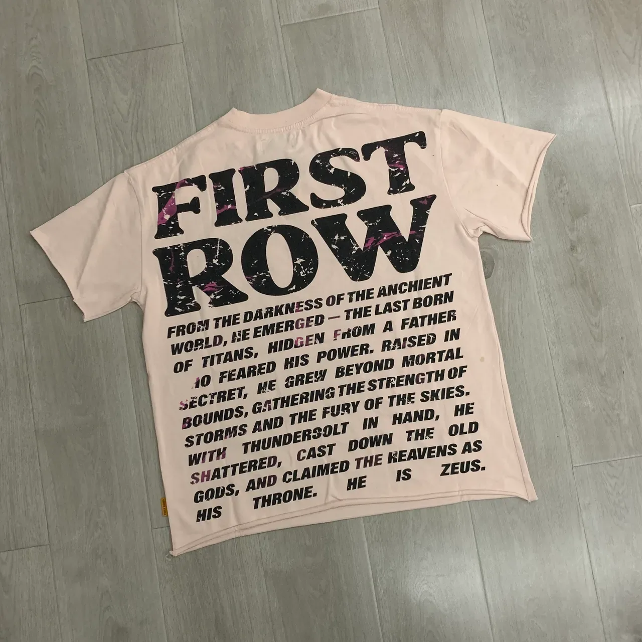 FIRST ROW Pink Purple Graphic-Print Oversized Fit T-Shirt 6