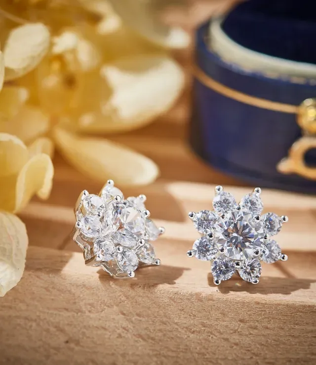 Floral Cluster Multi-Stone Stud Earrings 4