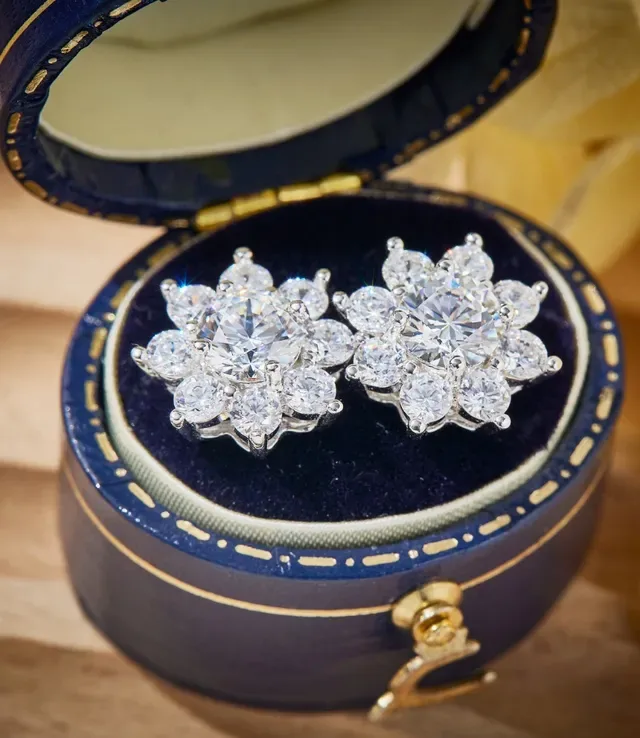 Floral Cluster Multi-Stone Stud Earrings 6